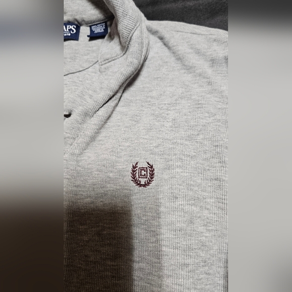 Chaps Men’s Sweater Medium Gray Pullover Buttons Fall Warm - Picture 4 of 8